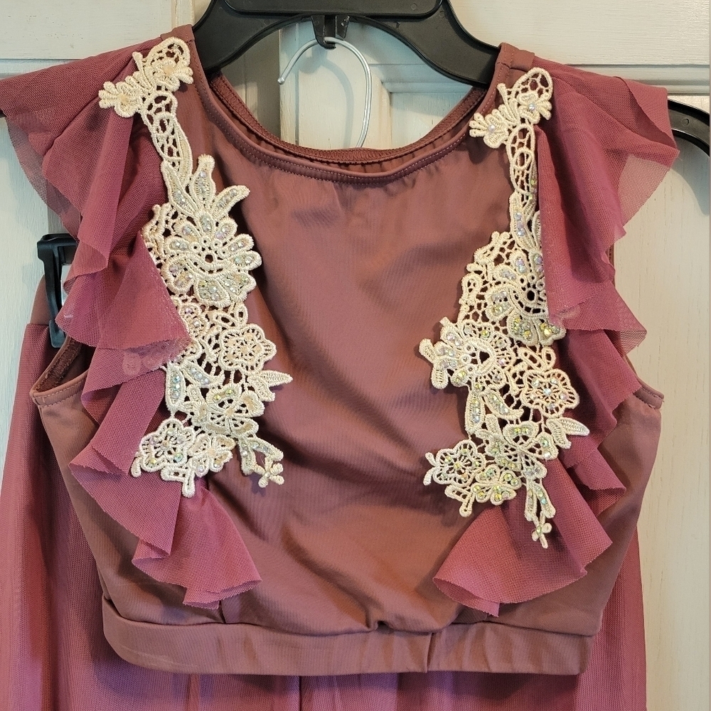 Weissmans Golden Hour 2pc Crop Top And Sheer Pant Set - Picture 4 of 10